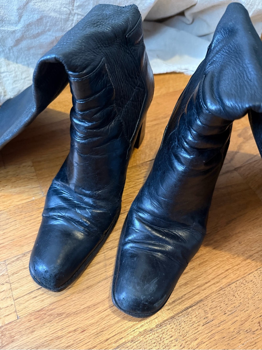 Prada Black Leather Knee-High Heeled Boot - Picture 7 of 11
